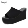 Gdgydh été sans lacet femmes compensées sandales plate-forme talons hauts mode bout ouvert dames chaussures décontractées confortable Promotion vente 220412