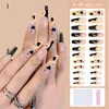 False Nails 24pcs manchas artificiais strass incrustado tipo cola removível longa parágrafo manicure dicas de unhas de estilo francês Prud22