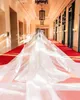 Luxury Mermaid Bröllopsklänningar Sheer High Neck Långärmad Blommorapplikationer Afrikanska Arabiska Wed Bridal Gowns Plus Storlek
