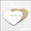 Mats Pads Table Decoration Accessories Kitchen Dining Bar Home Garden Ll Thick Wooden Diy Gift Cup Mat Sublimation Heart Shap Dhjbl