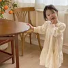 2022 spring Korean version new children's wear girl's cotton embroidered Square Collar Dress Korean girl's Lace Skirt G220428