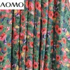 AOMO Moda Kadınlar Fransız Tarzı Çiçek Midi Etek Faldas Mujer Vintage Fermuar Ofis Bayanlar Zarif Chic MID Buzağı Etekler 1T10A 220317