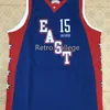 SJZL98 15 فينس كارتر 2004 جميع النجوم شرق كرة السلة جيرسي كلية رمي قميص مخيط مخصص أي عدد، اسم والحجم XXS-6XL