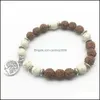 Bärade strängar armband smycken SN1306 Designer Mens Armband White Turquoise Rudraksha Beads Tree of Life Charm Partihandel Drop Delivery