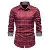 Hommes chemises décontractées 2022 grand Plaid Patchwork rouge chemise hommes mince à manches longues bouton Up formel pour hommes bureau affaires CamisasMen's