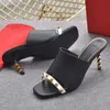 Summer High Heel Slippers Ladies Sandals Casual Fashion Open Toe Metal Buckle Designer Beach Ribs Women039s Heel2081661