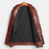 Męskie kurtki skórzane Koreańska kurtka motocyklowa Slim Fit Płaszcze odzieży wierzcha brązowe wierzch