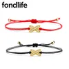 Bracelets de charme Blanc Zircone Cubique Lettre X Croix Pour Femmes Corde Rouge Chaîne De Corde À La Main Fille CZ Chanceux Bonheur BijouxCharmCharm Inte2