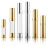 Empty spray perfume Bottles Plastic Vacuum Bottle for Cosmetics Packaging tube gold silver color