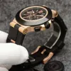 Sport Rubber Mens Watch Titanium Sapphire Glass Quartz Movement Chronograph Wristwatch Yellow Black Two-Tone Face Clock 44mm