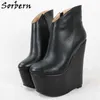 Sorbern – bottines noires mates pour femmes, chaussures à plateforme, talons hauts, Style hiver, petite taille 36 couleurs personnalisées