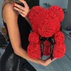 Decoratieve bloemen kransen kerstcadeaus 25/40 cm kunstmatige rozenhart teddybeer handgemaakt van rozen voor vrouwen Valentijnsdag Weddin