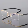 Mode solglasögon ramar browline halva kant metallglasögon ram för män glasögon coola optiska glasögonglasögon recept p8190fashion