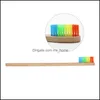 8 colori spazzolino da denti in bambù puro naturale spazzola per protezione ambientale morbida portatile strumento per la cura della pulizia orale all'ingrosso arcobaleno in legno goccia D