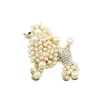 10 Pcs/Lot Cute Brooches Crystal Rhinestone With Pearl Poodle Animal Pin For Decoration