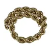 Mens Hip Hop Twist Chain Halsband 14K Guldkedjor överdrivna stora halsband smycken 30mm 30 tum