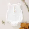 Sommar spädbarn baby pojkar flickor romper muslin ärmlösa nyfödda rommlingar babykläder G220521