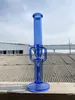 Pipe da fumo, bong in vetro narghilè, blu, riciclo, 16 pollici, giunto 14 mm