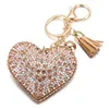 Keychains Cute Heart Keychain Full Rhinestone Crystal Keyring Car Key Chain Women Holder Ring Bague 6 Colors Wholesale Jewelry Gifts Enek22