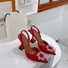 Роскошный дизайнер амина Муадди Женские Сандалики Кожаная подошва Дизайнерские высокие каблуки 10 см. Алмазная цепь
