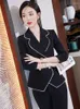 Kvinnors tv￥bitar byxor Purple Black Double Breasted Women Pant Suit Blazer Office Lady Formal 2 Set Female Business Work Wear Jacket och