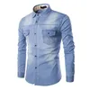 Chemises décontractées pour hommes Mode Hommes Denim Chemise À Manches Longues Plus Taille Coton Jeans Cardigan Slim Fit Hommes Deux Poches Tops Vêtements M-6XLMen's