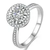 Anéis de prata para jóias de moda de moda de alta qualidade zircão de zircão rodada quatro pontas abertas ajustáveis ​​anel