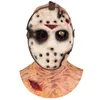 Horror Jason Scary Cosplay Full Head LaTex Mask Otwarta twarz Haunted House Props Halloween Party Materia 220610