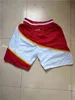 Losse heren Team Basketball Short Just Don Atlanta Fan's White Red Color Sport Stitched Shorts Hip Pop Pants met Pocket Rits Sweatpants in Maat