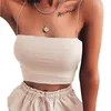 Summer Women Sexy Solid Halter Spaghetti Pasek Crop Top Rękawem Camisole Moda Tank S Cami Tube Basic Plain Bodycon 220316