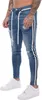 Herren Jeans Biker Destroyed Slim Fit Ripped Holes Denim Hose Seitlich gestreift Bleistifthose Hip Hop Blau Weiß Schwarz Mode