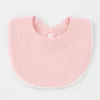 ins ins simple baby bibs 100 ٪ Cotton Solid Color and Tassel Design Infants Baby Feeding Boy Bib 12 loll with button
