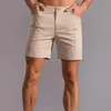 Мужские шорты белые мужчины Бермудская уличная одежда чистое хлопок. Случайные короткие брюки.