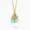 Collier pendentif en pierre de quartz irrégulier pour femmes et hommes, chaîne de couleur or, améthystes, Turquois, breloque, bijoux de guérison Reiki