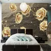 Europejski Retro Embossed Diamond Flower 3D Tapety ścienne Papel de Parede do salonu TV Sofa Wall Sypialnia Kitchen Cafe Bar