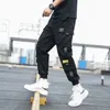 Men's Pants Ankle Style Pockets Cargo Harem Ribbons Black Hip Hop Casual Male Joggers Trousers Fashion Streetwear 220325