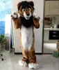 Costume de mascotte de chien lion marron, personnage de dessin animé, taille adulte, haute qualité
