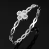 Braccialetto alla moda Hollow CZ cristallo braccialetti in acciaio inossidabile per le donne signore moda fortunato quadrifoglio braccialetto gioielli regaliBangle Kent22