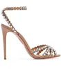 Luxury Summer Tequila Leather Sandals Shoes Aquazzus Strappy Crystal-embellish High Heels Lady Sexy Gladiator Sandalias Party Wedding Bridal EU35-43