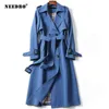 NEEDBO Windjacke Damen Mittellanger Trenchcoat Harajuku Adrette Zweireiher Lose Polokragen Koreanischer Vintage 211021 T220809