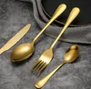 4pcs/Set Gold Нож для столовых приборов, набор из нержавеющей стали вилки, посуда, западная посуда Spoon Steak Steak Junnedware