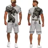 Flying Dragon 3D stampato T-shirt da uomo Set Tuta da uomo Top Pantaloncini Abbigliamento sportivo Cool manica corta Estate Abito maschile 220708