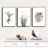3 peças plantas folhas slogan nórdico escandinavo teca pintando poster de impressão minimalista imagem de parede moderna para sala de estar