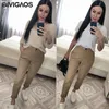 BIVIGAOS Primavera Abbigliamento Donna Tuta dritta Pantaloni Harem casual Coreano Elastico in vita Triangolo Fibbia Cargo 220325