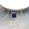 Pendant Necklaces Plated Gold Chains Small Perfume Bottle Natural Gems Stone Pendants Lapis Quartz Essential Oil Diffuser Vial Necklace Char