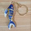 Unieke 6 cm swing levensecht email Goldfish Keychain Keyring Chinese cloisonne sieraden Koi vis sleutelketen charmes hangschade met doos