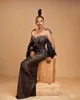 2022 Plus Size Arabic Aso Ebi Black Mermaid Sparkly Prom Dresses Beaded Sheer Neck Sexy Evening Formal Party Second Reception Bridesmaid Gowns Dress