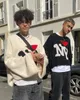 Harajuku aşk desen örgü çirkin kazak erkekler mektup punk rock siyah kırmızı gotik vintage büyükbaba kazak kadın sevimli kazak 220817