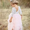 Kids tule jurk voor meisjes zomer kleding tutu baljurk kinderen bloem kant borduurwerk prinses jurken bruiloft kostuums 220426