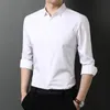 Högkvalitativ vår och höst lapelskjorta mode män ren färg företag långärmad tröjor 178139-310 220322